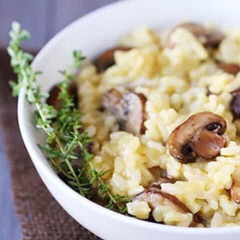 mushroom risotto in a bowl