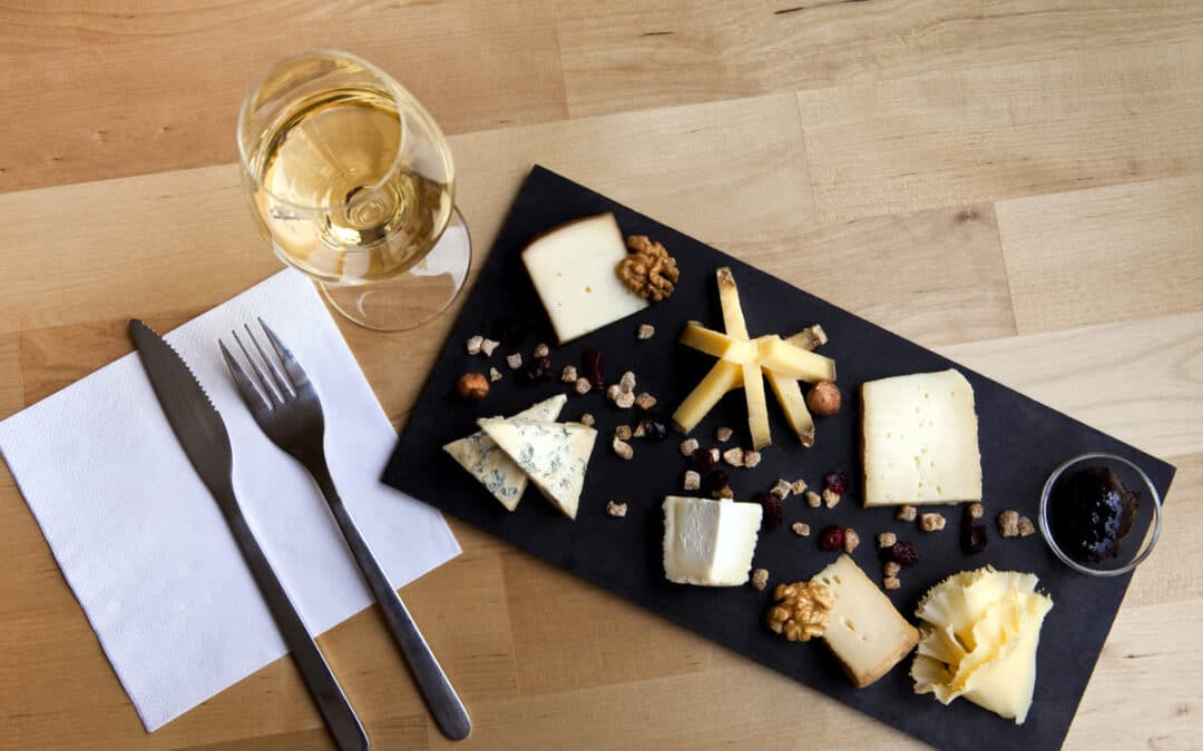 Cheese Platter and Wine for Pairing On A Table