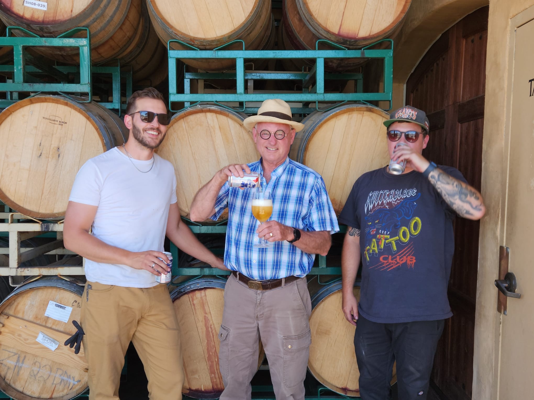 Cellar crew at Winery enjoying a beer