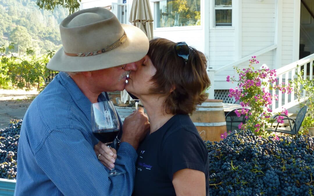 Two people kissing