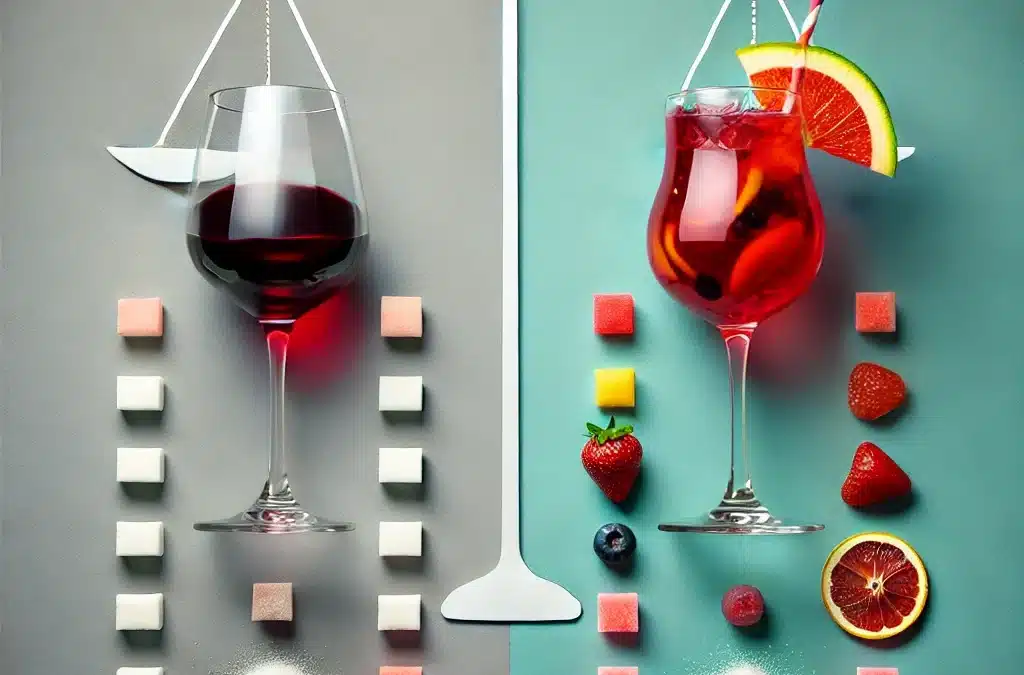 A-creative-visual-comparison-of-sugar-content-in-a-glass-of-red-wine-versus-a-cocktail.-