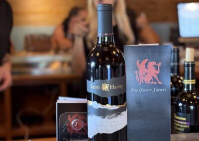 wine bottle on tasting room bar