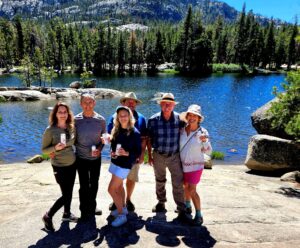 Group of hikers by lake