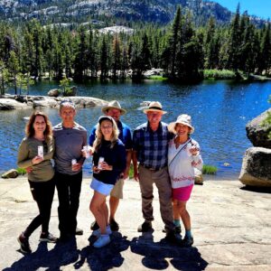 Group of hikers by lake