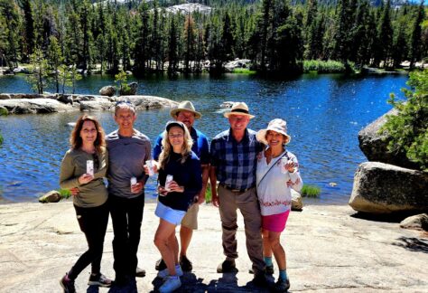 Group of hikers by lake