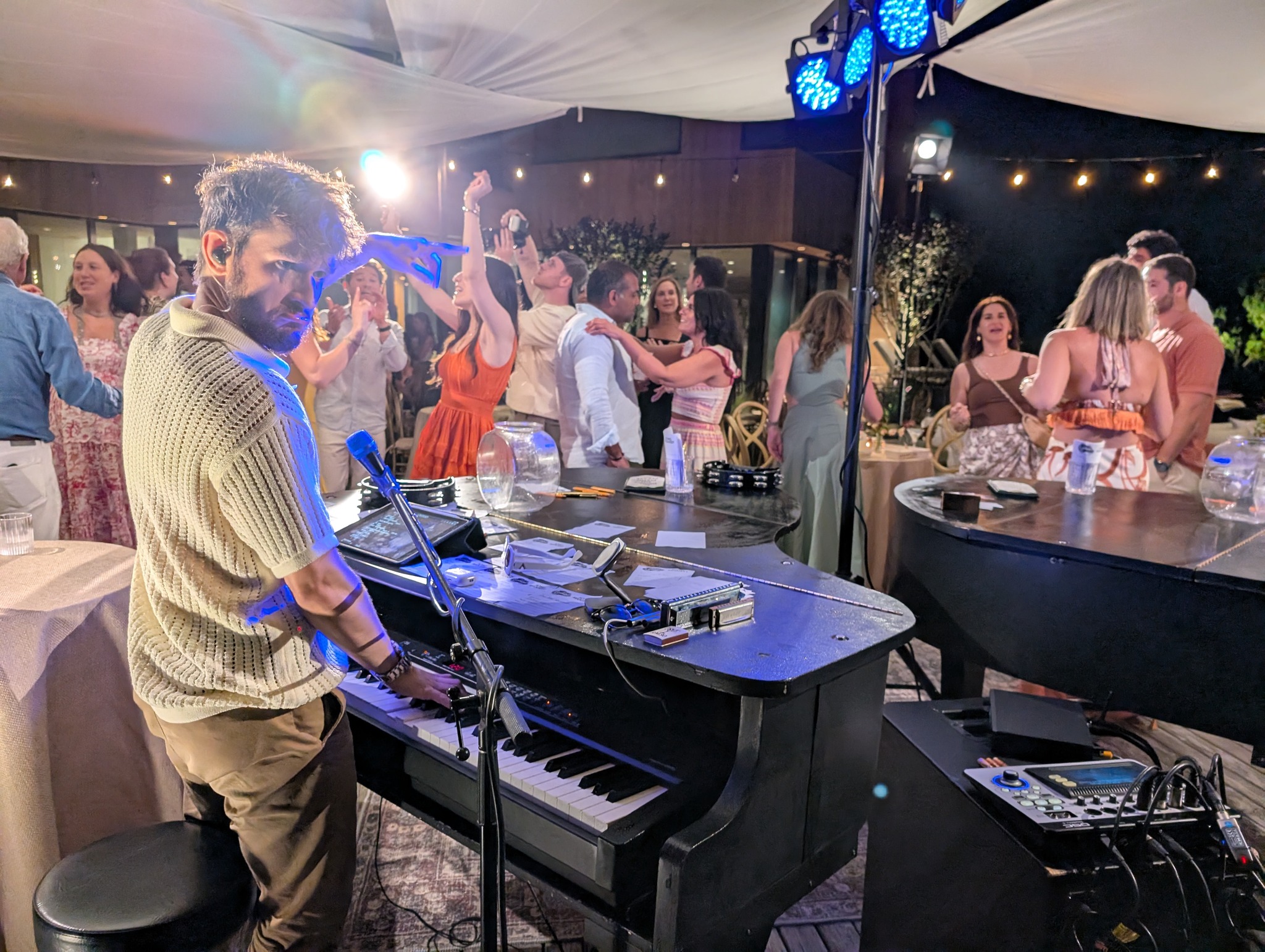 Group dancing to piano music