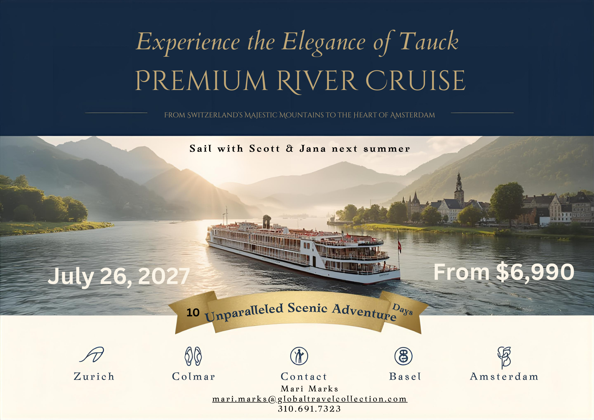 Sailing the Rhine River on a riverboat