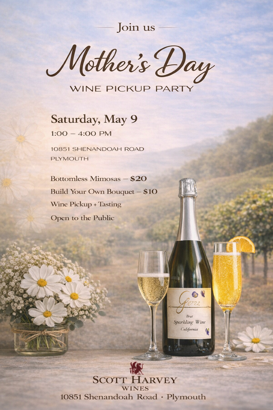 Flyer describing the wine pick up event