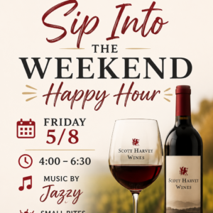 Flyer about Happy Hour this coming Friday